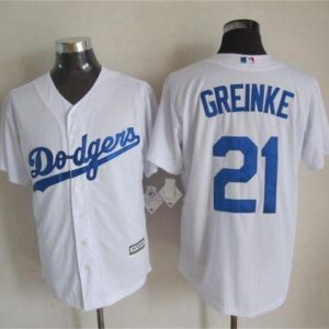 Los Angeles Dodgers #21 Zack Greinke White Cool Base Stitched MLB Jersey