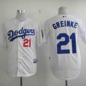 Los Angeles Dodgers #21 Zack Greinke White Cool Base Stitched MLB Jersey