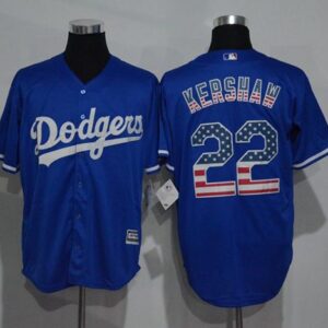 Los Angeles Dodgers #22 Clayton Kershaw Blue USA Flag Fashion Stitched MLB Jersey