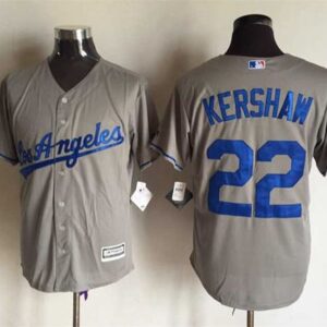 Los Angeles Dodgers #22 Clayton Kershaw Grey Cool Base Stitched MLB Jersey