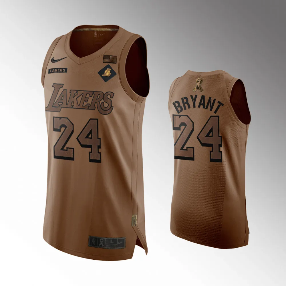 Los Angeles Lakers #24 2023 Veterans Day Brown Kobe Bryant Jersey