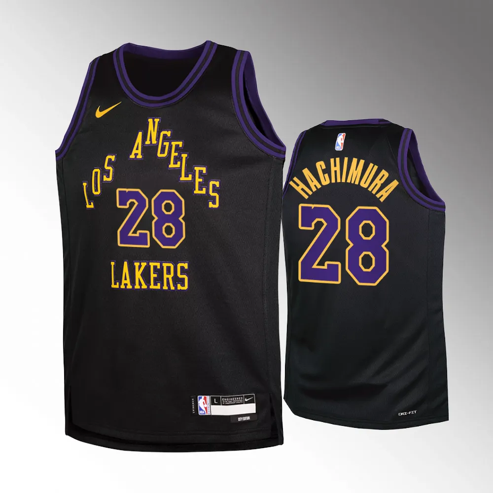 Los Angeles Lakers #28 Rui Hachimura 2023-24 City Edition Swingman Black Jersey