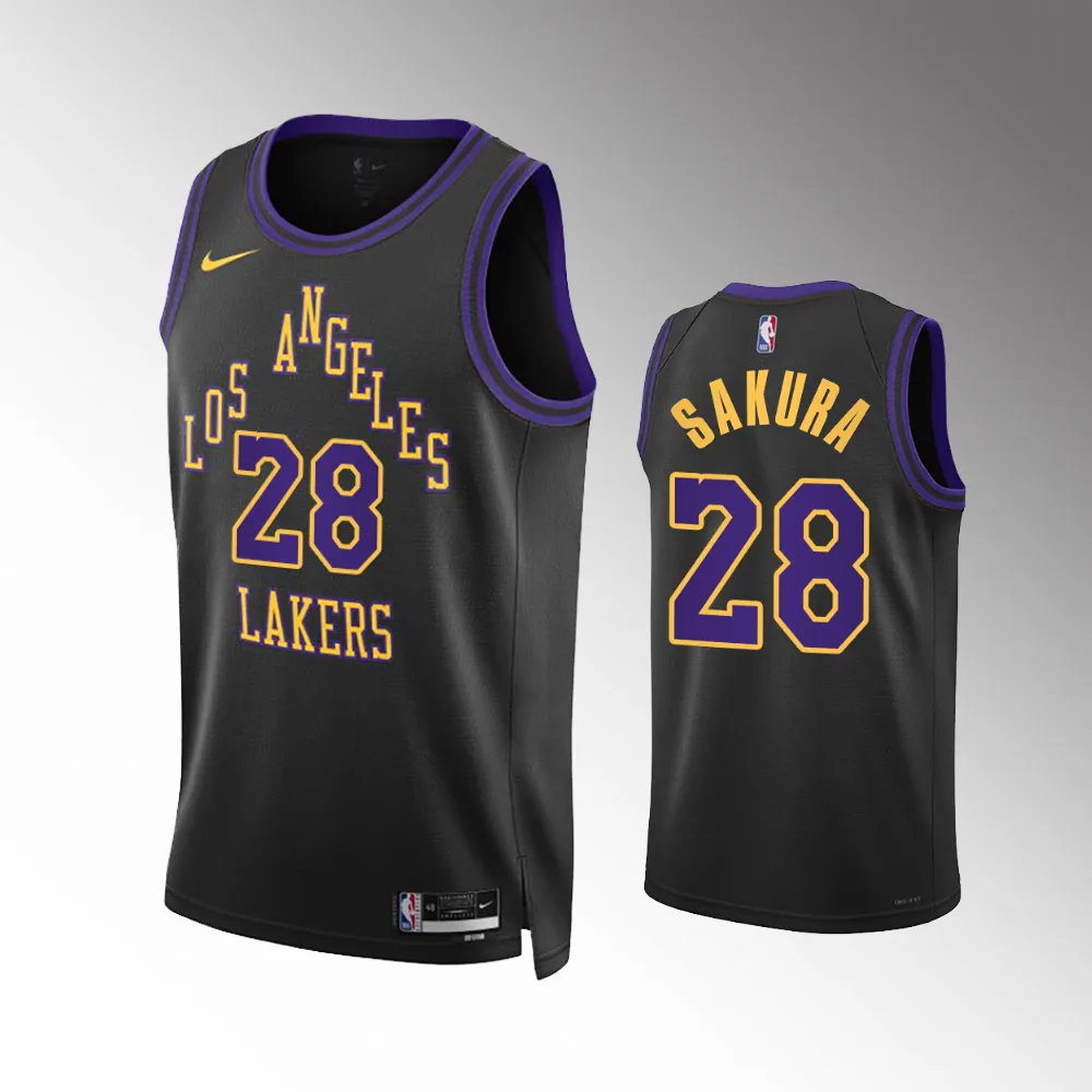 Los Angeles Lakers LE SSERAFIM Black 2023-24 Unisex #28 Sakura Jersey