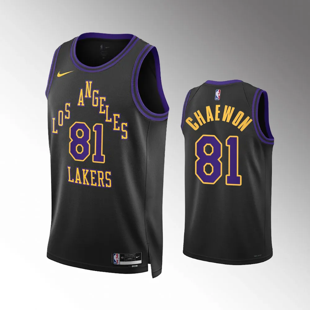 Los Angeles Lakers LE SSERAFIM Black 2023-24 Unisex #81 Kim Chaewon Jersey