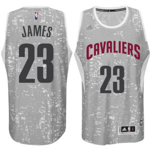 Male Cleveland Cavaliers #23 LeBron James City Lights Gray Swingman Jersey