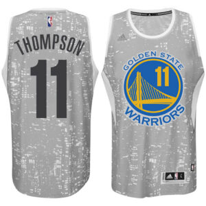 Male Golden State Warriors #11 Klay Thompson City Lights Gray Swingman Jersey