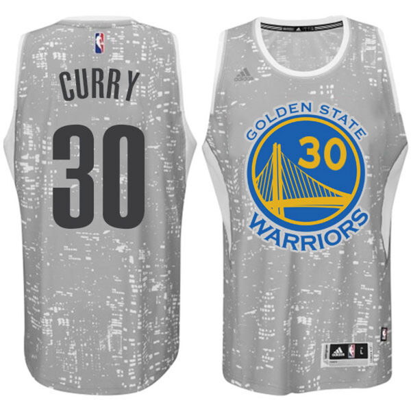 Male Golden State Warriors #30 Stephen Curry City Lights Gray Swingman Jersey