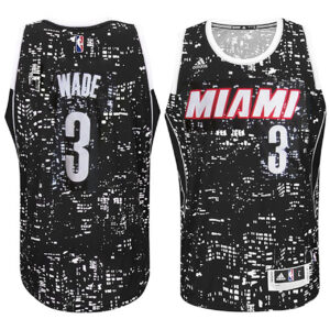 Male Miami Heat #3 Dwyane Wade City Lights Black Swingman Jersey