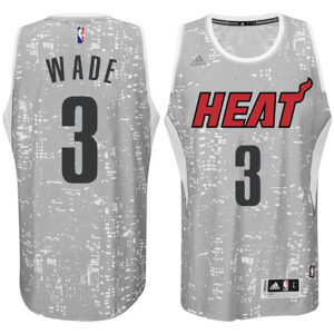 Male Miami Heat #3 Dwyane Wade City Lights Gray Swingman Jersey