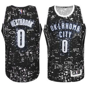 Male Oklahoma City Thunder #0 Russell Westbrook City Lights Black Swingman Jersey