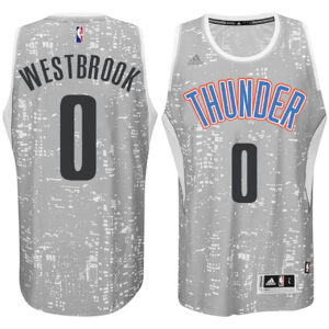 Male Oklahoma City Thunder #0 Russell Westbrook City Lights Gray Swingman Jersey