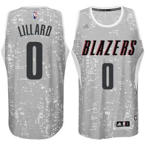 Male Portland Trail Blazers #0 Damian Lillard City Lights Gray Swingman Jersey