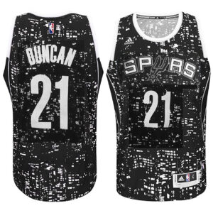 Male San Antonio Spurs #21 Tim Duncan City Lights Black Swingman Jersey