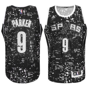 Male San Antonio Spurs #9 Tony Parker City Lights Black Swingman Black Jersey