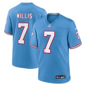 Malik Willis Tennessee Titans Oilers Throwback Alternate Game Player Jersey - Light Blue