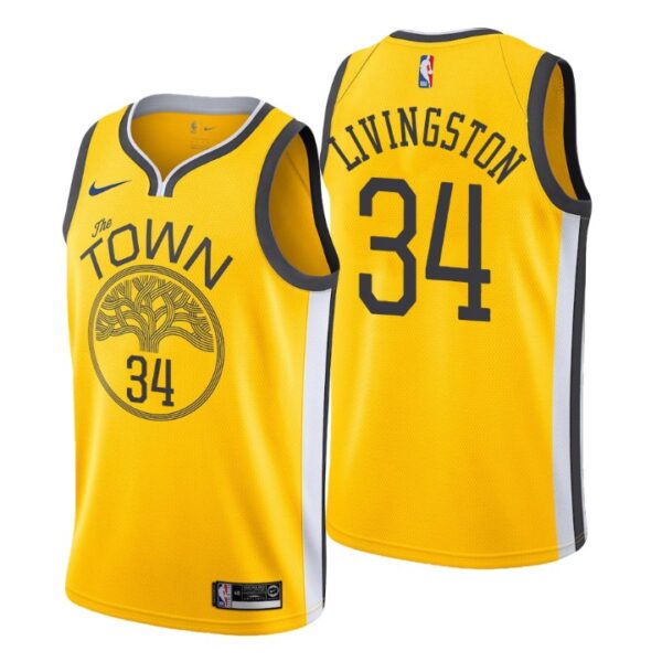 Men 2018-19 Golden State Warriors #34 Shaun Livingston Earned Yellow Swingman Jersey