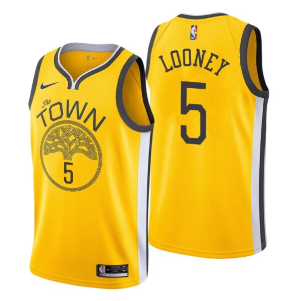 Men 2018-19 Golden State Warriors #5 Kevon Looney Earned Yellow Swingman Jersey