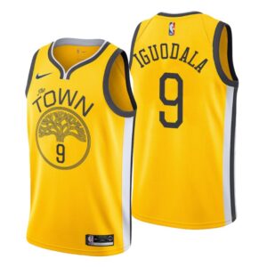 Men 2018-19 Golden State Warriors #9 Andre Iguodala Earned Yellow Swingman Jersey