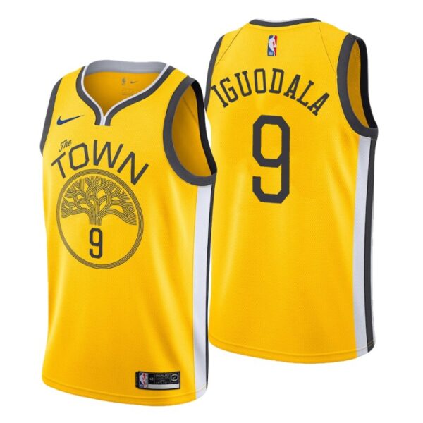 Men 2018-19 Golden State Warriors #9 Andre Iguodala Earned Yellow Swingman Jersey