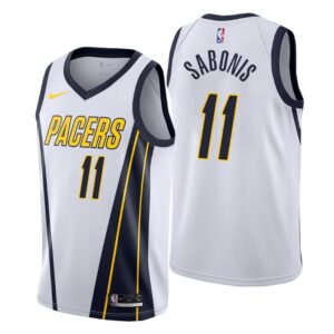 Men 2018-19 Indiana Pacers #11 Domantas Sabonis Earned White Swingman Jersey