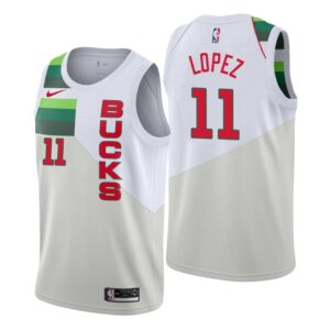 Men 2018-19 Milwaukee Bucks #11 Brook Lopez Earned White Swingman Jersey