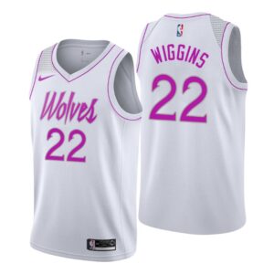 Men 2018-19 Minnesota Timberwolves #22 Andrew Wiggins Earned White Swingman Jersey