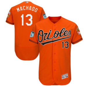 Men Baltimore Orioles #13 Manny Machado Majestic Orange 2017 Spring Training Flex Base Player Stitched MLB Jersey