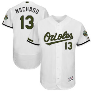 Men Baltimore Orioles #13 Manny Machado Majestic White 2017 Memorial Day Collection Flex Base Player Stitched MLB Jersey