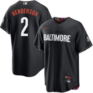 Men Baltimore Orioles #2 Gunnar Henderson Black 2023 City Connect Cool Base Stitched Jersey