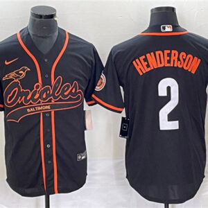 Men Baltimore Orioles #2 Gunnar Henderson Black City Connect Cool Base Stitched Jersey