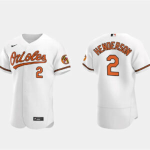 Men Baltimore Orioles #2 Gunnar Henderson White Flex Base Stitched Baseball Jersey