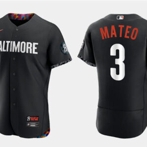 Men Baltimore Orioles #3 Jorge Mateo Black 2023 City Connect Flex Base Stitched Baseball Jersey