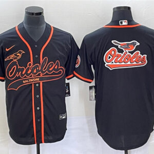 Men Baltimore Orioles Black Team Big Logo Cool Base Stitched Jersey