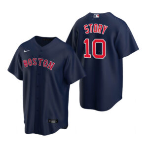 Men Boston Red Sox #10 Trevor Story Navy Cool Base Stitched Baseball Jersey