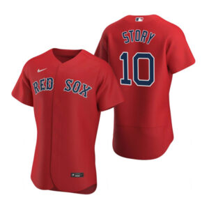 Men Boston Red Sox #10 Trevor Story Red Flex Base Stitched Baseball Jersey