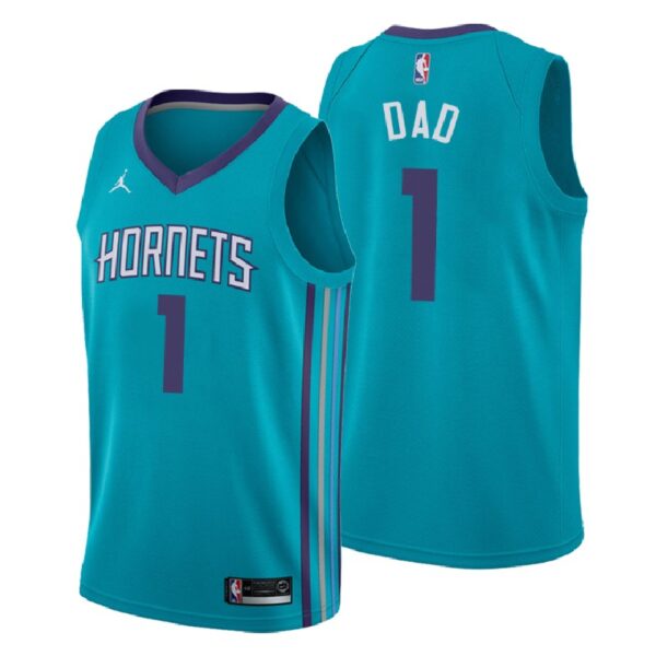 Men Charlotte Hornets 2018 Father Day Teal Number 1 Dad Swingman Jersey