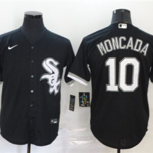 Men Chicago White Sox #10 Yoán Moncada Black Cool Base Stitched MLB Jersey