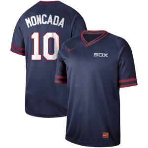 Men Chicago White Sox #10 Yoán Moncada Navy Cooperstown Collection Legend Stitched MLB Jersey