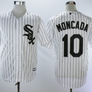 Men Chicago White Sox #10 Yoan Moncada White Cool Base Stitched MLB Jersey