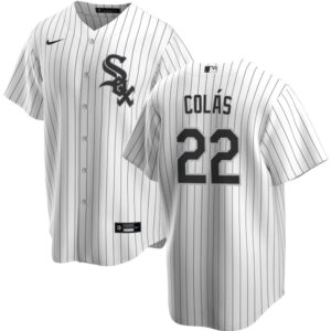 Men Chicago White Sox #22 Oscar Colás White Cool Base Stitched Jersey