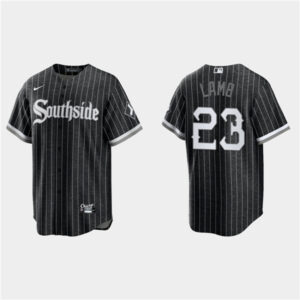 Men Chicago White Sox #23 Jake Lamb Black 2021 City Connect Cool Base Stitched MLB Jersey