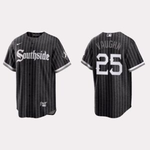 Men Chicago White Sox #25 Andrew Clayton Vaughn Black 2021 City Connect Cool Base Stitched Jersey