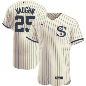 Men Chicago White Sox #25 Andrew Vaughn 2021 Cream/Navy Field of Dreams Name&Number Flex Base Stitched Jersey