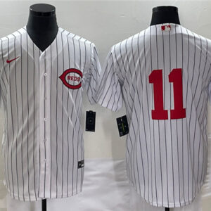 Men Cincinnati Reds #11 Barry Larkin White Field of Dreams Stitched Baseball Jersey