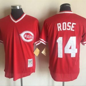 Men Cincinnati Reds #14 Pete Rose Red Throwback Stitched MLB Jersey