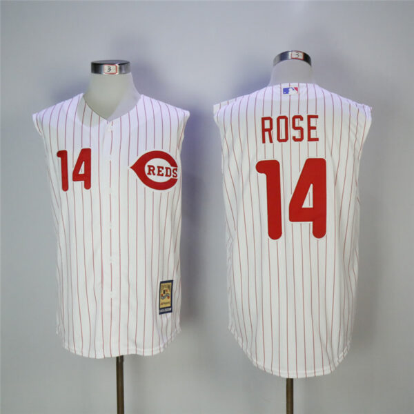 Men Cincinnati Reds #14 Pete Rose White Cooperstown Collection Player Stitched MLB Jersey