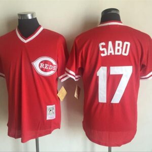 Men Cincinnati Reds #17 Chris Sabo Red 1990 Throwback Stitched MLB Jersey