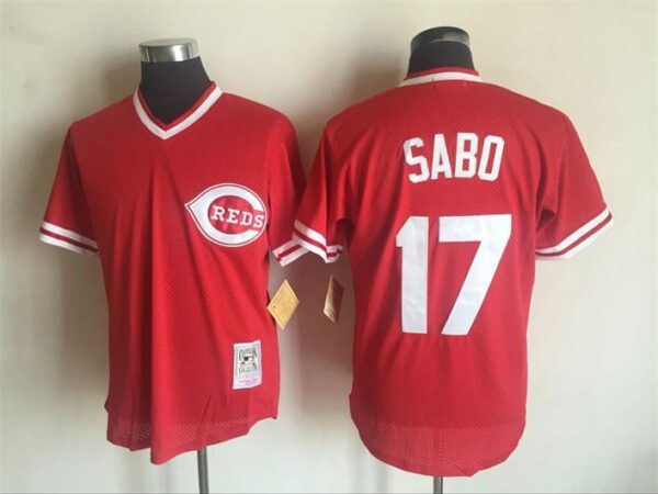 Men Cincinnati Reds #17 Chris Sabo Red 1990 Throwback Stitched MLB Jersey