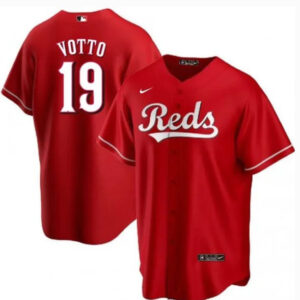 Men Cincinnati Reds #19 Joey Votto Red Cool Base Stitched Baseball Jersey