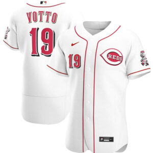 Men Cincinnati Reds #19 Joey Votto White Flex Base Stitched Jersey